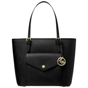 Michael Kors Jet Set Leather Medium Pocket Multifunction Tote Bag Black